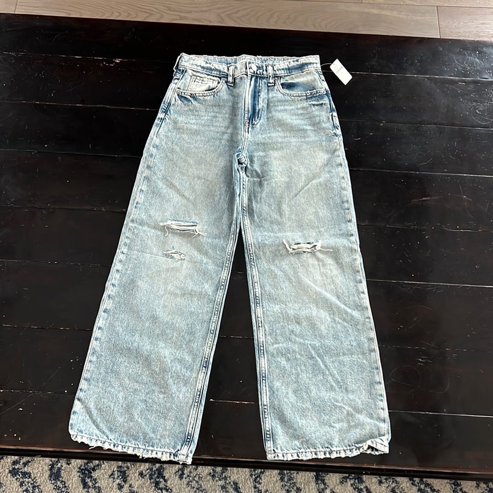 Gap girls sz 12 soft white wash denim wide leg
